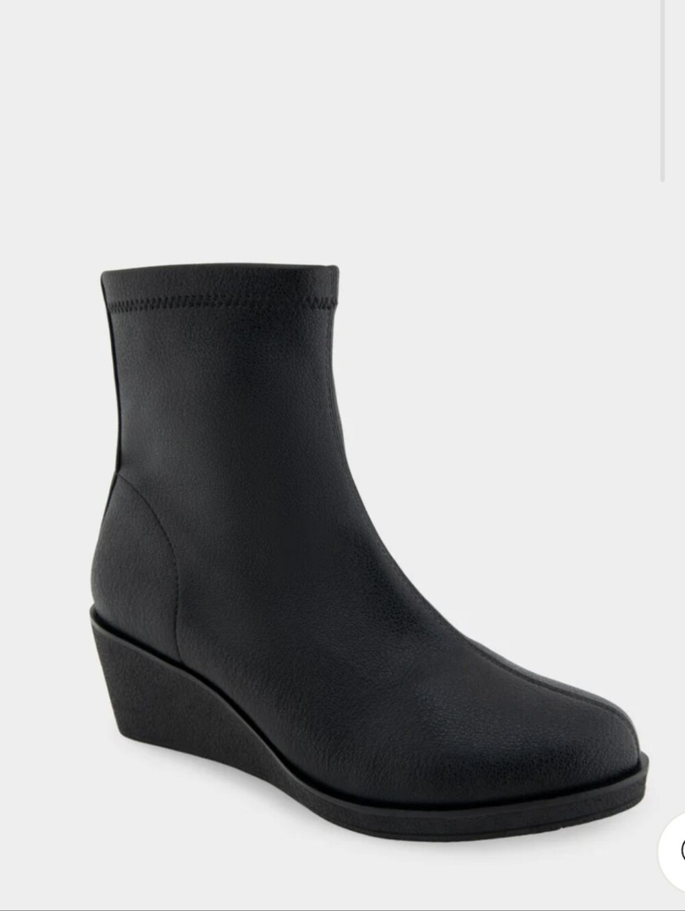 AEROSOLES Binnie Black Wedge Ankle Boots Size 9 Stretch Pebbled